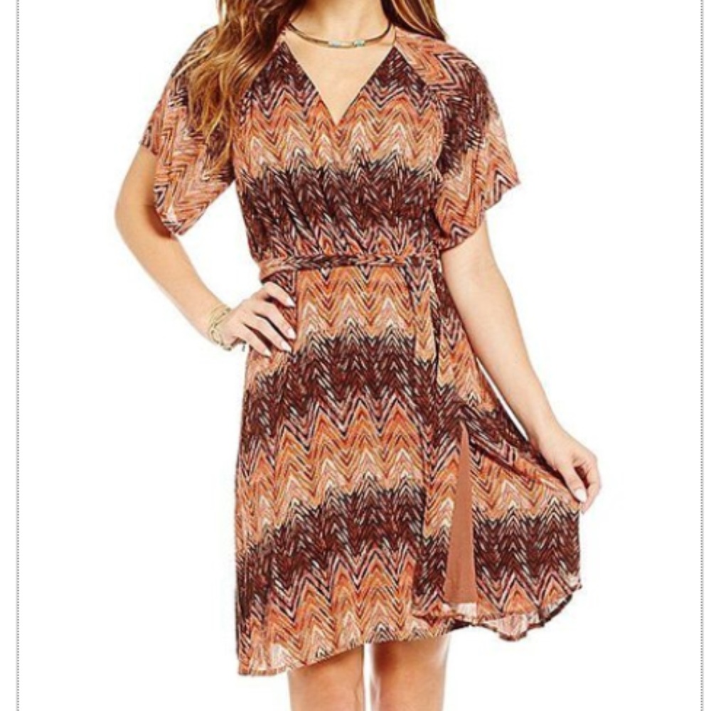 Rust & Brown Wrap Dress